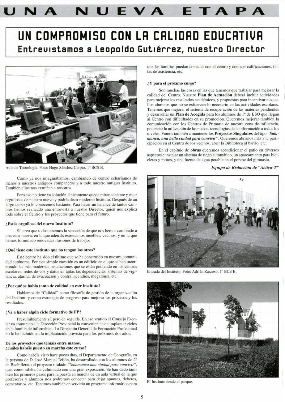 Entrevista al Director sobre el nuevo centro.Activa-T nº 6. Jun 2004